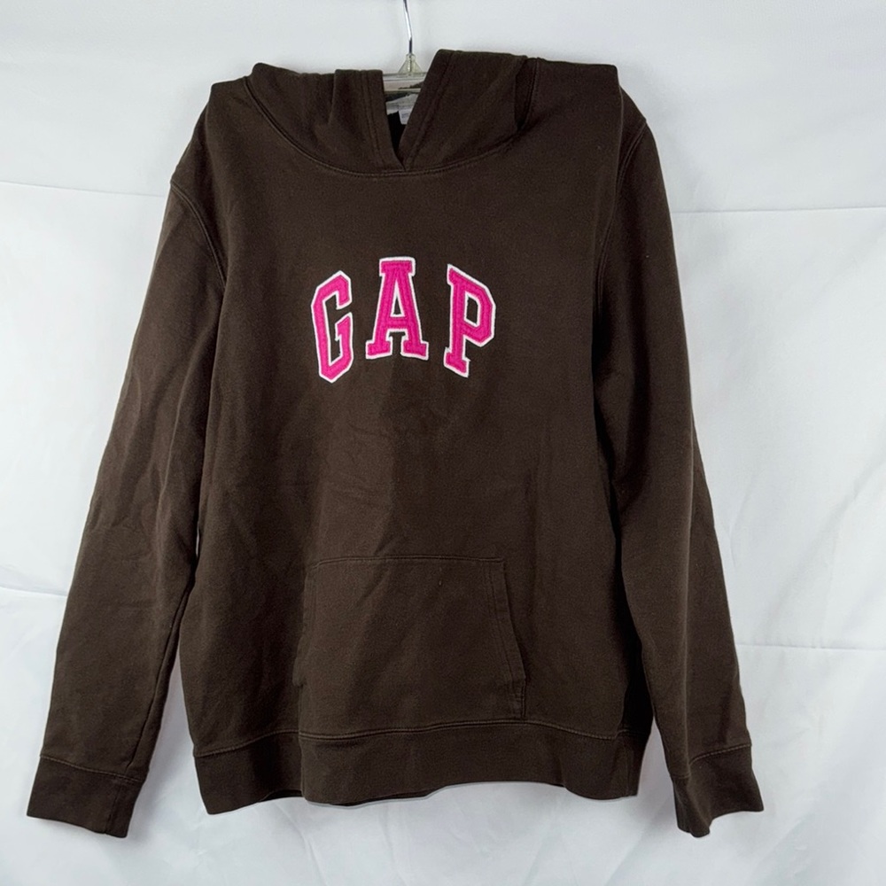 GAP Brown Hoodie with Pink Logo